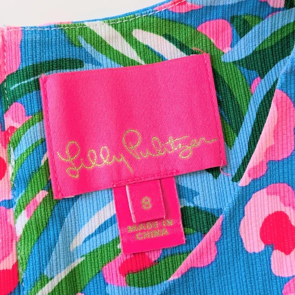Lilly Pulitzer Mila Stretch Shift Dress Turquoise Shore I Spy Engineered Sz 8 - Picture 13 of 14